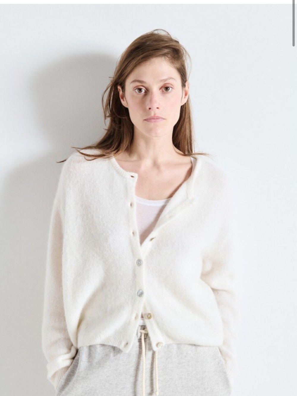 American Vintage Cream Button-Front Women's Cardigan Vitow Cardigan